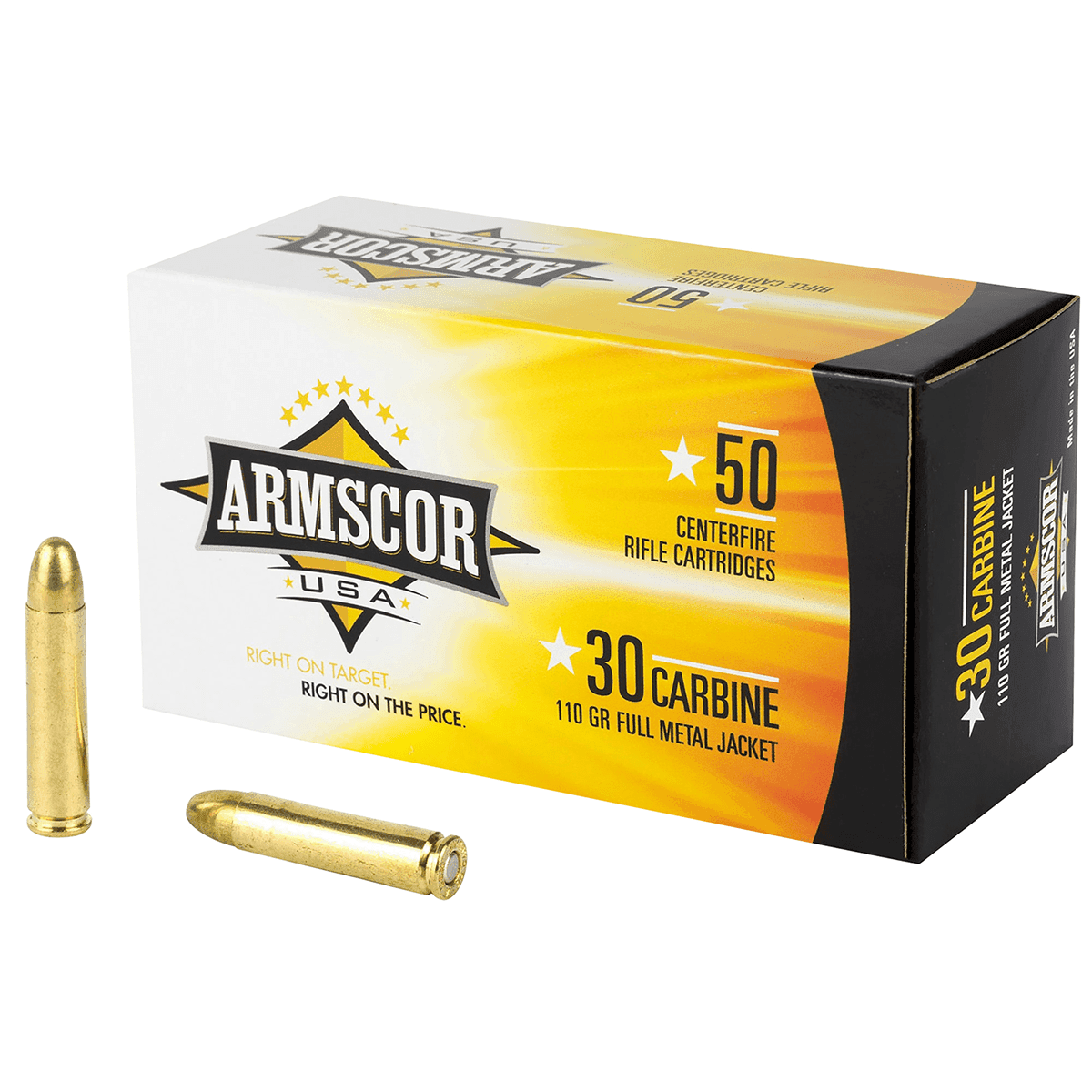 Armscor FAC30CIN USA 30Carbine 110gr Full Metal Jacket 50 Per Box Armscor FAC30CIN USA 30Carbine 110gr Full Metal Jacket 50 Per Box