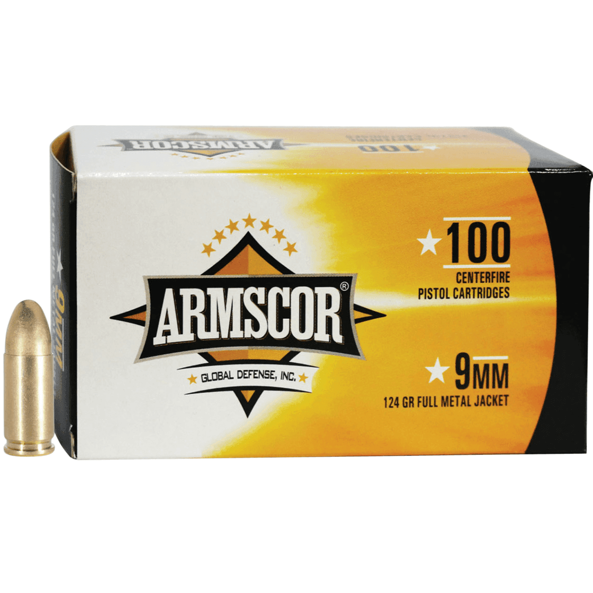 Armscor 50445 Precision Value Pack 9mmLuger 124gr Full Metal Jacket 100 Per Box Armscor 50445 Precision Value Pack 9mmLuger 124gr Full Metal Jacket 100 Per Box