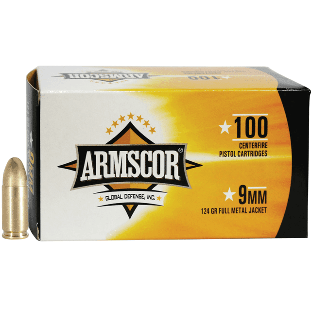 Armscor 50445 Precision Value Pack 9mmLuger 124gr Full Metal Jacket 100 Per Box Armscor 50445 Precision Value Pack 9mmLuger 124gr Full Metal Jacket 100 Per Box