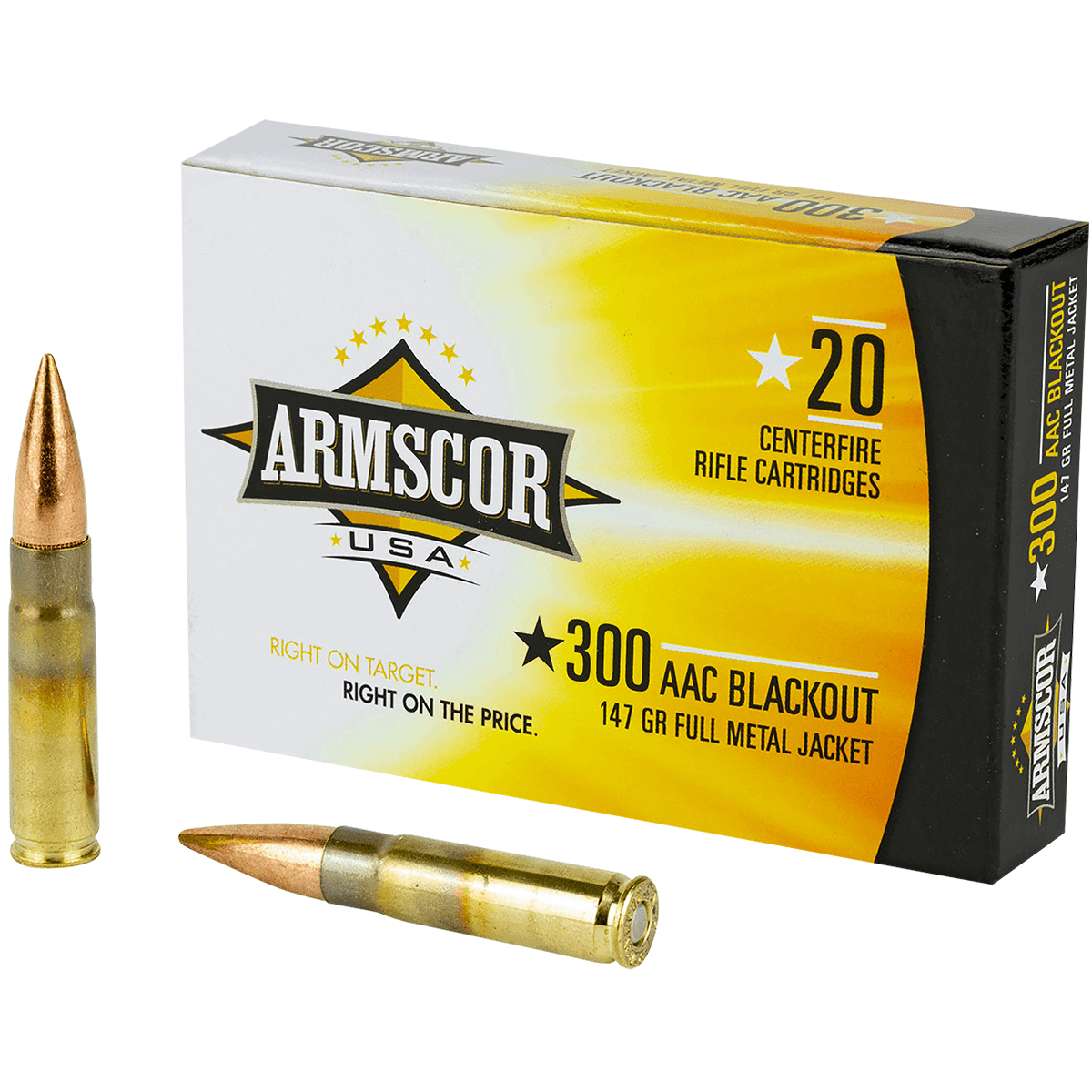 Armscor FAC300AAC1N USA 300 Blackout 147gr Full Metal Jacket 20 Per Box Armscor FAC300AAC1N USA 300 Blackout 147gr Full Metal Jacket 20 Per Box