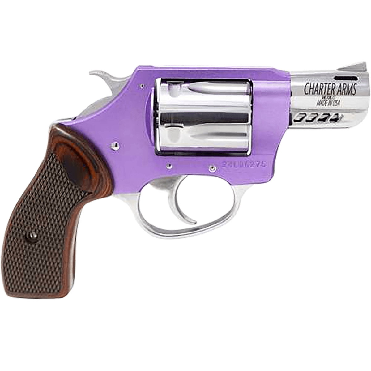 Charter Arms Off Duty Coyote .380 ACP 5rd 2 in Polished Ported Barrel Lavender Frame Rosewood Grip - 53804 Charter Arms Off Duty Coyote .380 ACP 5rd 2 in Polished Ported Barrel Lavender Frame Rosewood Grip - 53804
