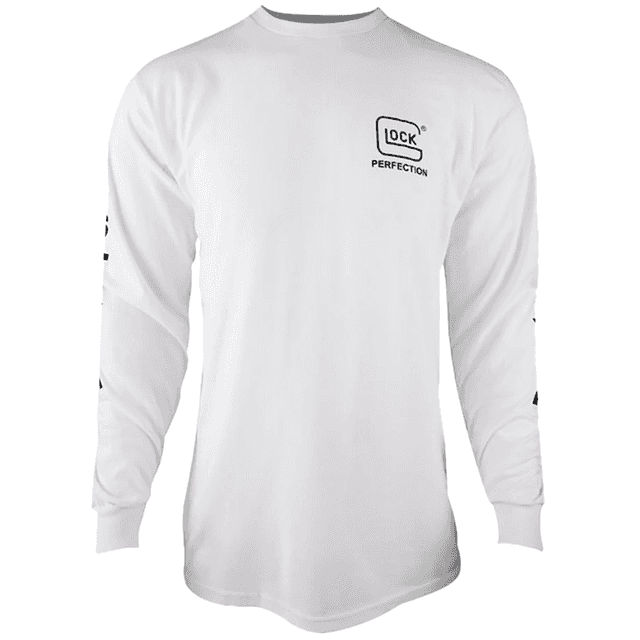 Glock Perfection Long Sleeve Tee Shirt, White Pre-Shrunk Cotton Long Sleeve XL - AP96095 Glock Perfection Long Sleeve Tee Shirt, White Pre-Shrunk Cotton Long Sleeve XL - AP96095
