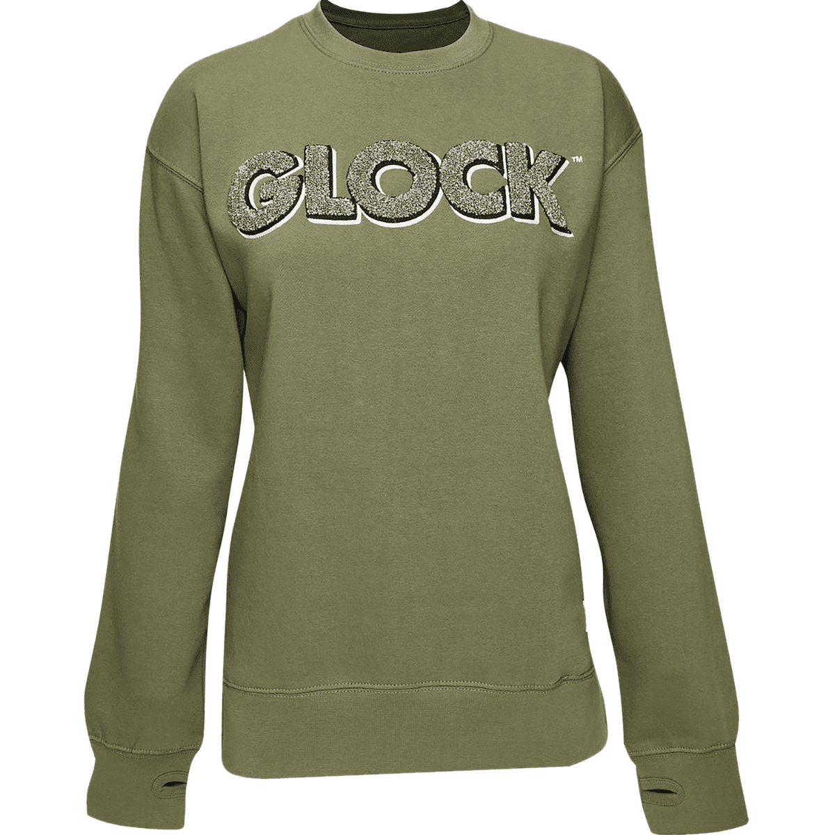 Glock Crewneck Raglan Pullover Fleece, Olive Cotton/Polyester Long Sleeve 2XL - AP96264 Glock Crewneck Raglan Pullover Fleece, Olive Cotton/Polyester Long Sleeve 2XL - AP96264