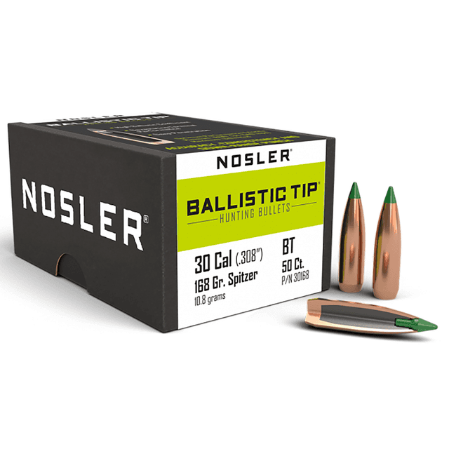 Nosler Ballistic Tip 30 Caliber 168gr Spitzer, 50 Rounds per Box - 30168 Nosler Ballistic Tip 30 Caliber 168gr Spitzer, 50 Rounds per Box - 30168