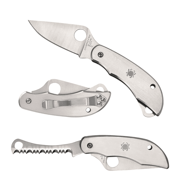 Spyderco Clipitool Folding Knife with 4.57" Part Serrated 8Cr13MoV Blade and Stainless Steel Handle - C176P&S Spyderco Clipitool Folding Knife with 4.57" Part Serrated 8Cr13MoV Blade and Stainless Steel Handle - C176P&S