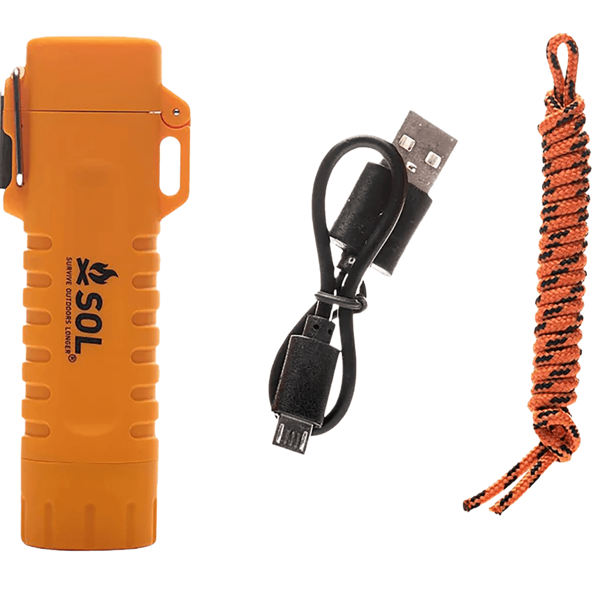 Survive Outdoors Longer Fire Lite Fuel Free Lighter, Orange Includes USB Cable / Lanyard - 01401243 Survive Outdoors Longer Fire Lite Fuel Free Lighter, Orange Includes USB Cable / Lanyard - 01401243