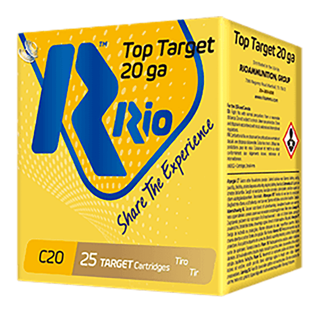 Rio Ammunition Top Target 20 Gauge 2.75-inch 7/8oz 8 Shot 25 Per Box - TT208 Rio Ammunition Top Target 20 Gauge 2.75-inch 7/8oz 8 Shot 25 Per Box - TT208