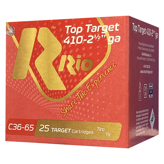 Rio Ammunition Top Target 410 Gauge 2.5-inch 9 Shot 25 Per Box - RC369 Rio Ammunition Top Target 410 Gauge 2.5-inch 9 Shot 25 Per Box - RC369