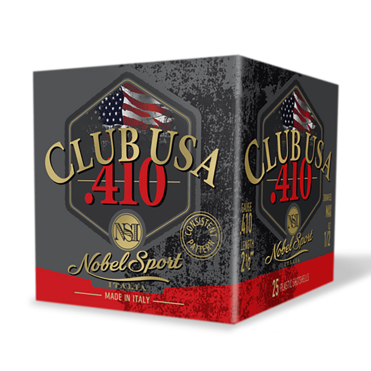 Nobel/Eurosports Club USA 410 Gauge 2.5-inch 1/2oz 6 Shot 25 Per Box - ANS4126 Nobel/Eurosports Club USA 410 Gauge 2.5-inch 1/2oz 6 Shot 25 Per Box - ANS4126