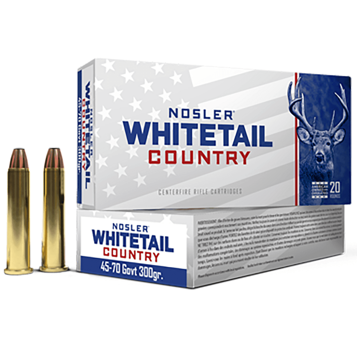 Nosler Whitetail Country Ammunition, 300gr 20 Per Box/10 Case 45-70Gov - 40145 Nosler Whitetail Country Ammunition, 300gr 20 Per Box/10 Case 45-70Gov - 40145