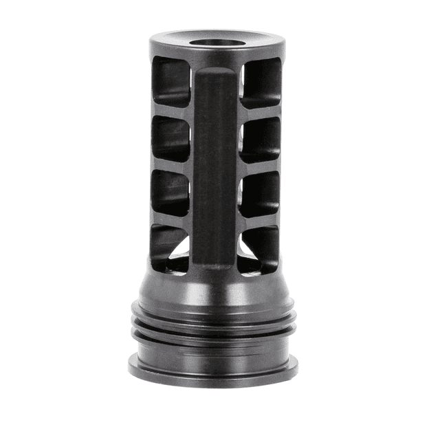 Huxwrx 1598 QD 338 Muzzle Brake Black with 3/4"-24 tpi Threads & 2.30" OAL for 338 Cal AR-Platform Huxwrx 1598 QD 338 Muzzle Brake Black with 3/4"-24 tpi Threads & 2.30" OAL for 338 Cal AR-Platform