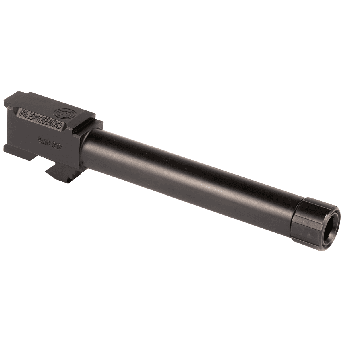 SilencerCo AC864 Threaded Barrel 5" 9mm Luger, Black Nitride Stainless Steel, Fits Glock 17 Gen 1-4 SilencerCo AC864 Threaded Barrel 5" 9mm Luger, Black Nitride Stainless Steel, Fits Glock 17 Gen 1-4