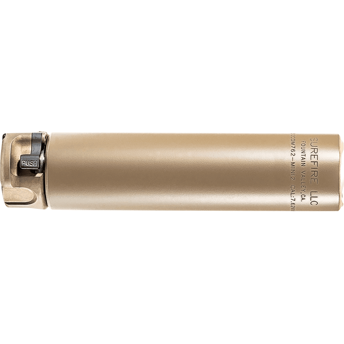 SureFire SOCOM762MINI SOCOM762-MINI2 7.62mm 1.50" Diameter Flat Dark Earth Aluminum/Stainless Steel Suppressor SureFire SOCOM762MINI SOCOM762-MINI2 7.62mm 1.50" Diameter Flat Dark Earth Aluminum/Stainless Steel Suppressor