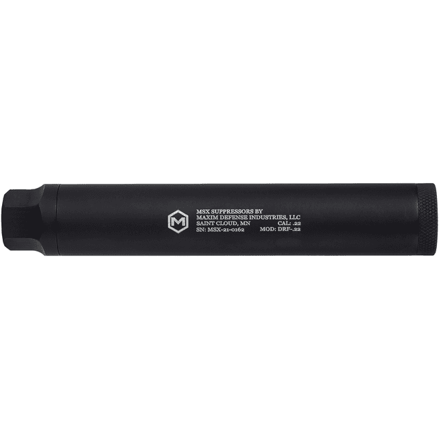 Maxim Defense MXM48351 DRF 22 Cal (Rimfire), 5.90" Black Titanium/Aluminum, 1/2"-28 tpi Direct Thread Mount Suppressor Maxim Defense MXM48351 DRF 22 Cal (Rimfire), 5.90" Black Titanium/Aluminum, 1/2"-28 tpi Direct Thread Mount Suppressor