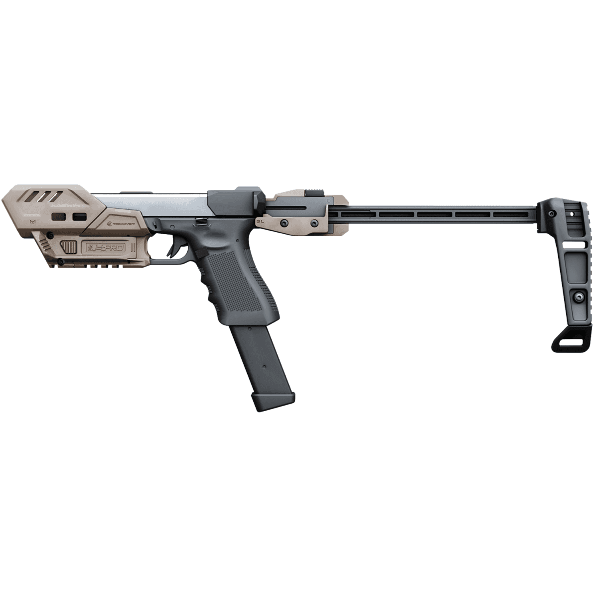 Recover Tactical S-Pro Basic Conversion Kit, Tan S-Pro Frame, Buttstock / Stabilizer, Charging Handle For Glock - SPROGB02 Recover Tactical S-Pro Basic Conversion Kit, Tan S-Pro Frame, Buttstock / Stabilizer, Charging Handle For Glock - SPROGB02
