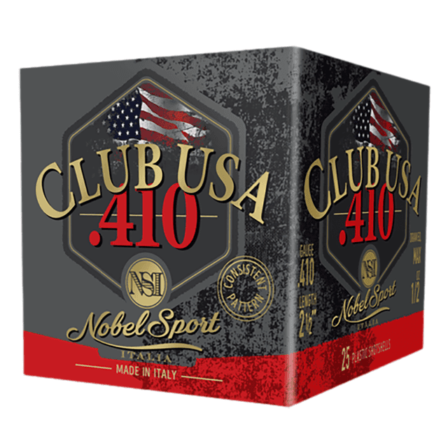 Nobel/Eurosports ANS4129 Club USA 410 Gauge 2.50" 1/2oz 9 Shot 25 Per Box Nobel/Eurosports ANS4129 Club USA 410 Gauge 2.50" 1/2oz 9 Shot 25 Per Box