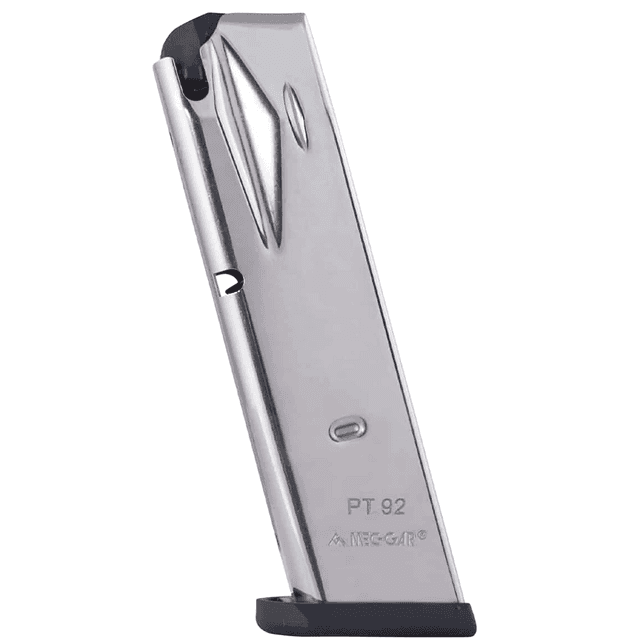 Mec-Gar Taurus PT92/99 Magazine, 15rd Nickel 9mm Compatible w/ Taurus PT92/99 - PT9215N Mec-Gar Taurus PT92/99 Magazine, 15rd Nickel 9mm Compatible w/ Taurus PT92/99 - PT9215N