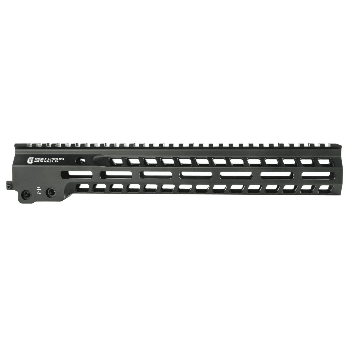 Geissele Automatics MK14 Super Modular Rail, 13.50" M-LOK Black Aluminum Barrel Nut Included for AR Platform - 05573B Geissele Automatics MK14 Super Modular Rail, 13.50" M-LOK Black Aluminum Barrel Nut Included for AR Platform - 05573B