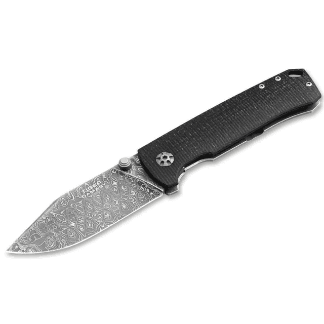 Boker Tiger-Damast Pocket Knife, 3.35" Damascus Blade Micarta Handle 7.87" OAL - 111103DAM Boker Tiger-Damast Pocket Knife, 3.35" Damascus Blade Micarta Handle 7.87" OAL - 111103DAM