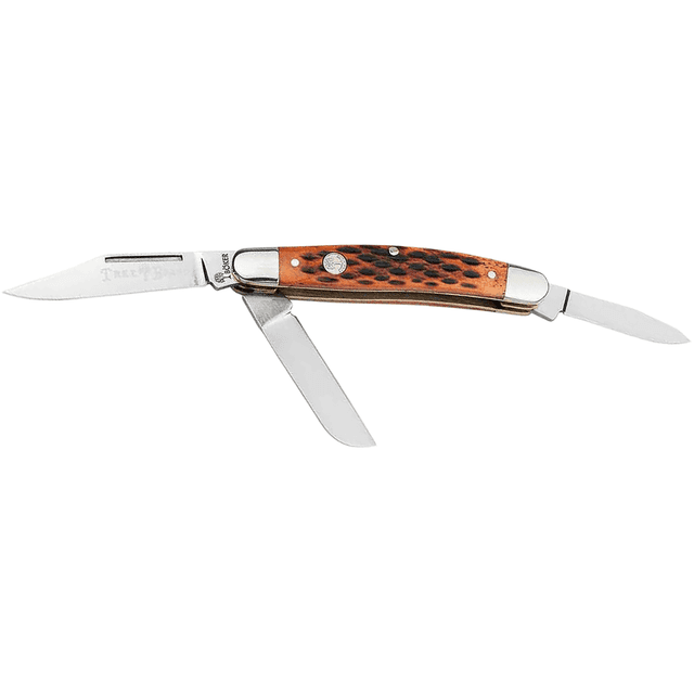 Boker Traditional Stockman Knife, 3 Medium Clip Point/Sheepsfoot/Spey Plain D2 Steel Blade Brown Jigged Bone Handle - 110852 Boker Traditional Stockman Knife, 3 Medium Clip Point/Sheepsfoot/Spey Plain D2 Steel Blade Brown Jigged Bone Handle - 110852