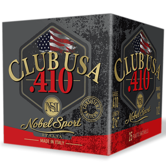 Nobel/Eurosports LLC Club USA Shotgun Ammo, 2.50" 1/2oz 7.5Shot 25 Per Box/10 Case 410 Gauge - ANS41275 Nobel/Eurosports LLC Club USA Shotgun Ammo, 2.50" 1/2oz 7.5Shot 25 Per Box/10 Case 410 Gauge - ANS41275