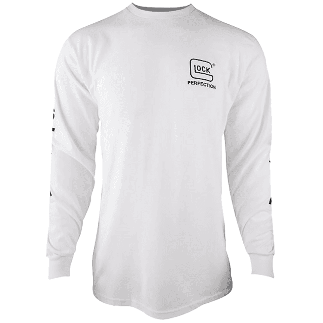 Glock Perfection Long Sleeve Tee Shirt, White Pre-Shrunk Cotton Long Sleeve Medium - AP96093 Glock Perfection Long Sleeve Tee Shirt, White Pre-Shrunk Cotton Long Sleeve Medium - AP96093