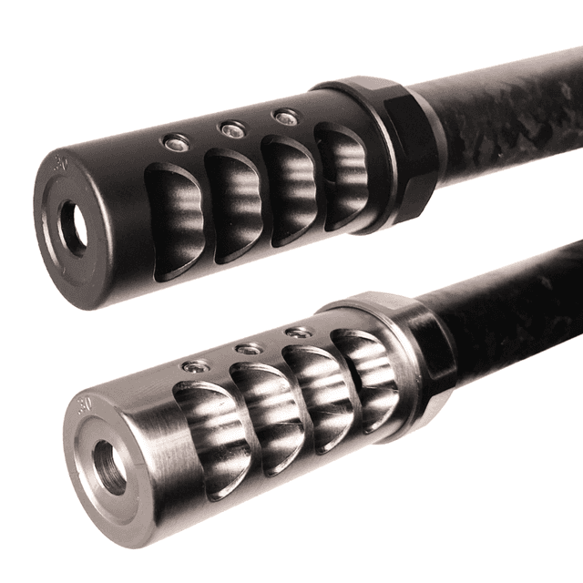 American Precision Arms Gen 4 Little Bastard Self Timing Muzzle Brakes, Nitride 5/8"x24 Threads 2.70" OAL 1" Diameter 6mm - G4L5860N American Precision Arms Gen 4 Little Bastard Self Timing Muzzle Brakes, Nitride 5/8"x24 Threads 2.70" OAL 1" Diameter 6mm - G4L5860N