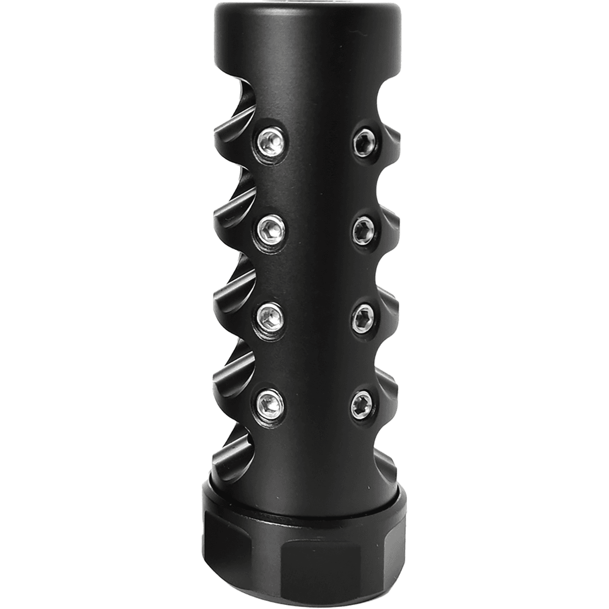 American Precision Arms Gen 4 Fat Bastard Self Timing Muzzle Brakes, Nitride 5/8"x24 Threads 3.30" OAL 1.10" Diameter 6mm - G4F5860N American Precision Arms Gen 4 Fat Bastard Self Timing Muzzle Brakes, Nitride 5/8"x24 Threads 3.30" OAL 1.10" Diameter 6mm - G4F5860N