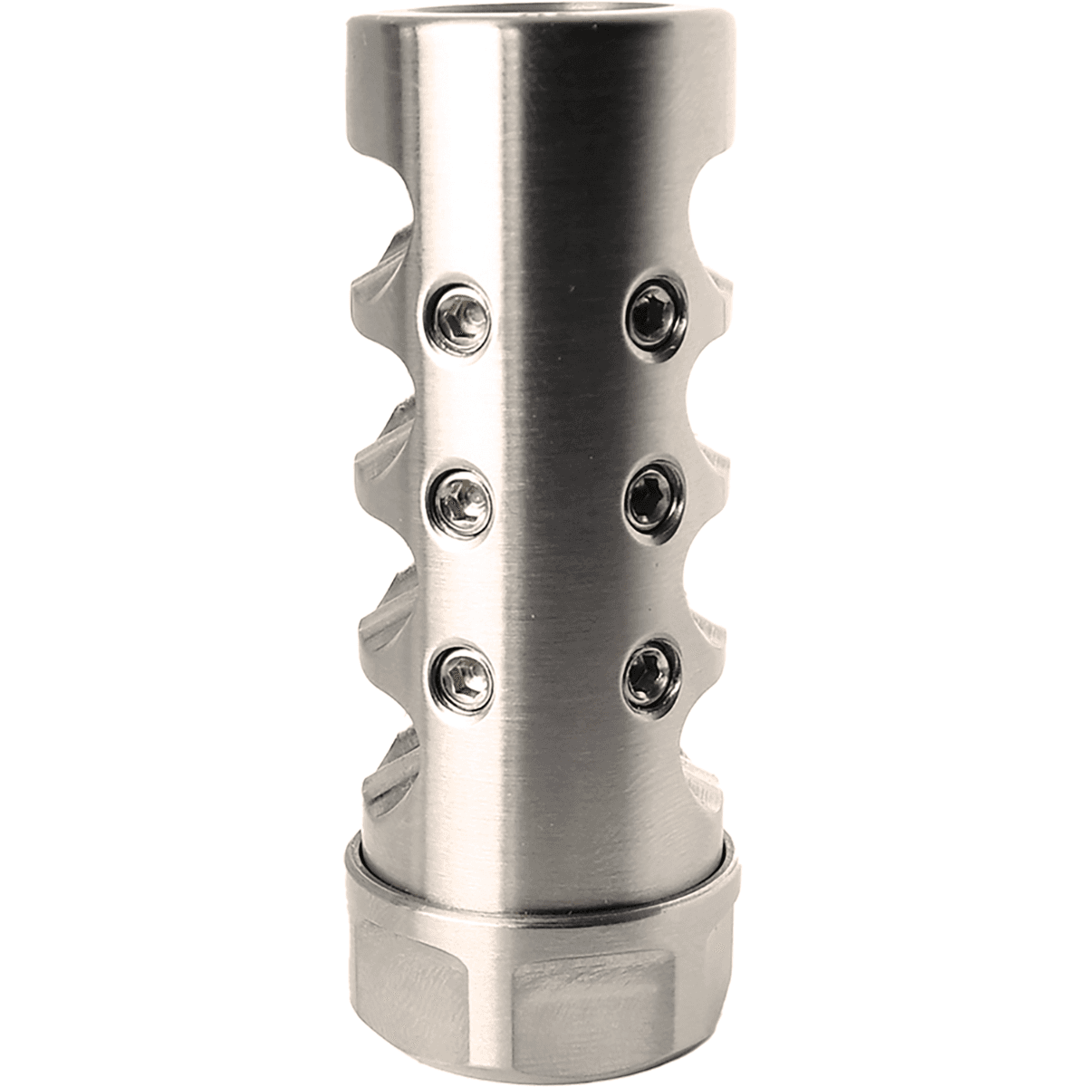American Precision Arms Gen 4 Little Bastard Self Timing Muzzle Brakes, Stainless 5/8"x24 Threads 2.70" OAL 1" Diameter 6.5mm - G4L5865S American Precision Arms Gen 4 Little Bastard Self Timing Muzzle Brakes, Stainless 5/8"x24 Threads 2.70" OAL 1" Diameter 6.5mm - G4L5865S