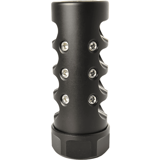 American Precision Arms Gen 4 Little Bastard Self Timing Muzzle Brakes, Nitride 5/8"x24 Threads 2.70" OAL 1" Diameter 6.5mm - G4L5865N American Precision Arms Gen 4 Little Bastard Self Timing Muzzle Brakes, Nitride 5/8"x24 Threads 2.70" OAL 1" Diameter 6.5mm - G4L5865N