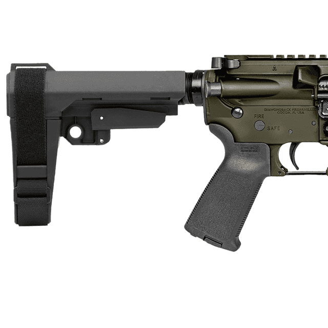 Diamondback DB15 Rifle, 10" Black Nitride Heavy Threaded Barrel OD Green Cerakote Picatinny Rail Aluminum Receiver 9" M-LOK Handguard SB Tactical Brace Black Magpul MOE Grip 30+1rd 300 AAC Blackout - DB1916B101 Diamondback DB15 Rifle, 10" Black Nitride Heavy Threaded Barrel OD Green Cerakote Picatinny Rail Aluminum Receiver 9" M-LOK Handguard SB Tactical Brace Black Magpul MOE Grip 30+1rd 300 AAC Blackout - DB1916B101