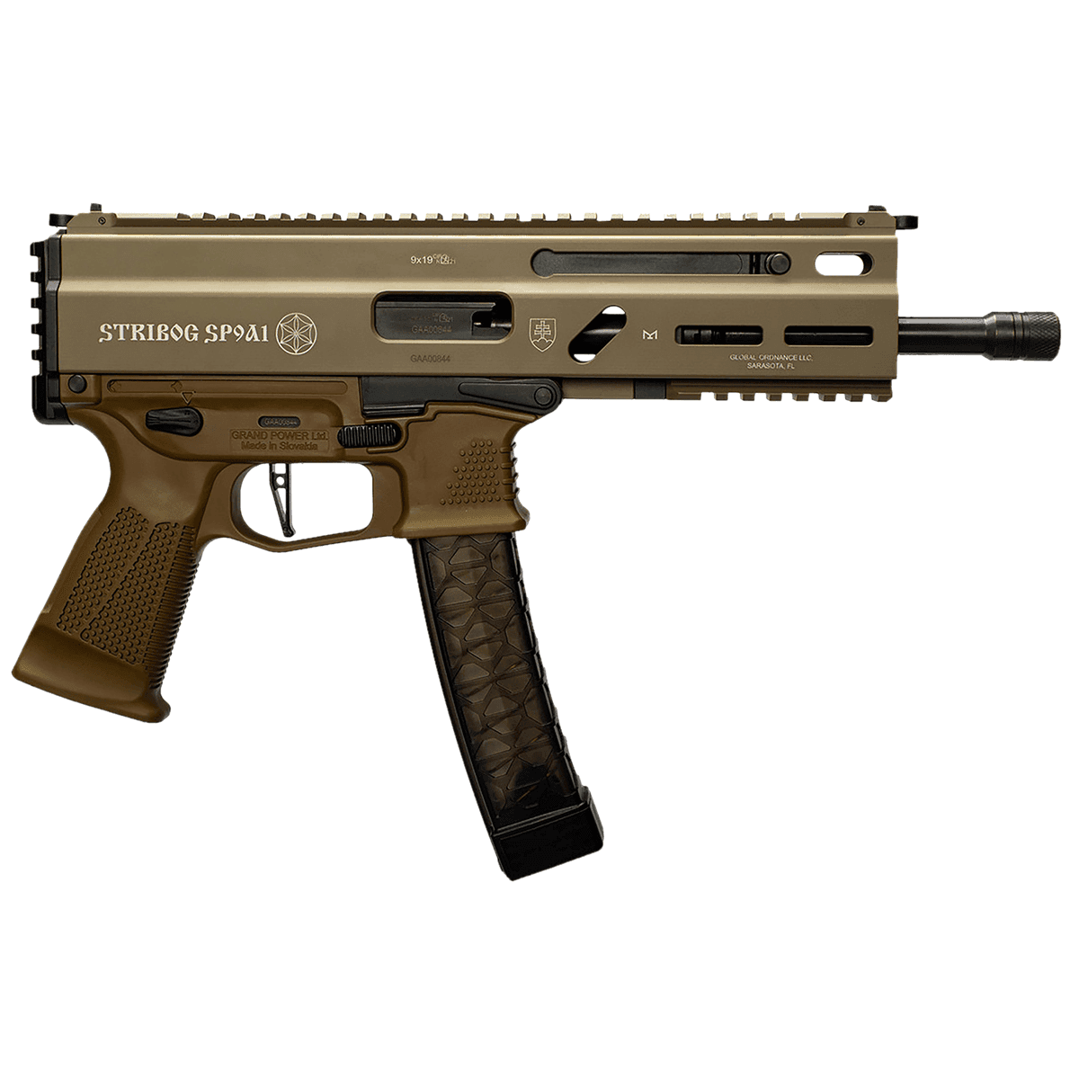 Global Ordnance LLC 197892004763 Grand Power Stribog SP9A1 9mm Luger 30+1 8" Flat Dark Earth Pistol Global Ordnance LLC 197892004763 Grand Power Stribog SP9A1 9mm Luger 30+1 8" Flat Dark Earth Pistol