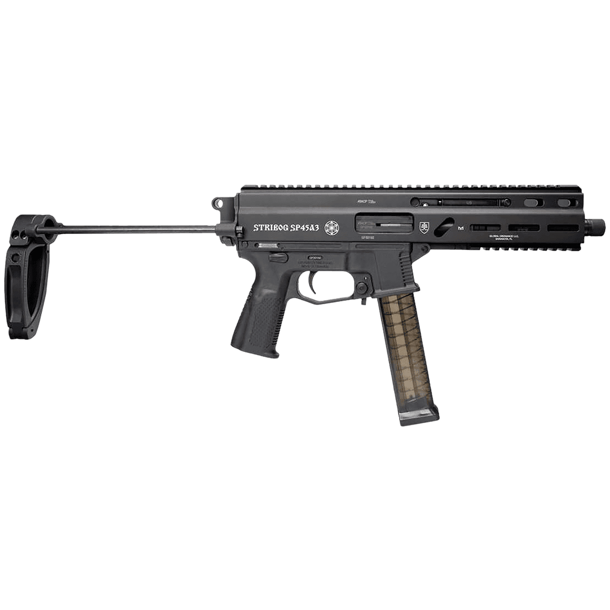 Global Ordnance LLC 197892004831 Grand Power Stribog SP45A3 45 ACP 8" Black PDW Tailhook Brace Pistol Global Ordnance LLC 197892004831 Grand Power Stribog SP45A3 45 ACP 8" Black PDW Tailhook Brace Pistol