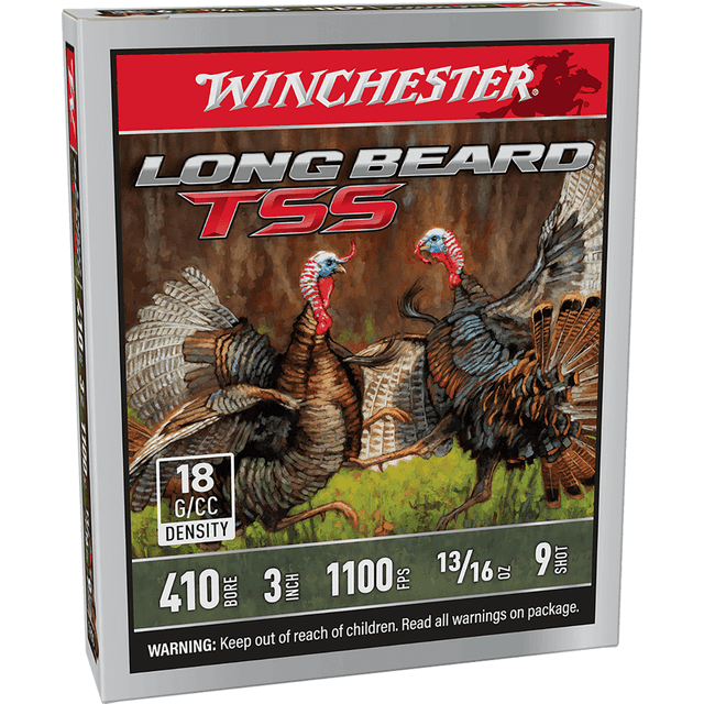 Winchester Ammo Long Beard TSS Shotgun Ammo, 3" 13/16oz Tungsten 9Shot 5 Per Box/20 Case 410 Bore - LBTSS4139 Winchester Ammo Long Beard TSS Shotgun Ammo, 3" 13/16oz Tungsten 9Shot 5 Per Box/20 Case 410 Bore - LBTSS4139