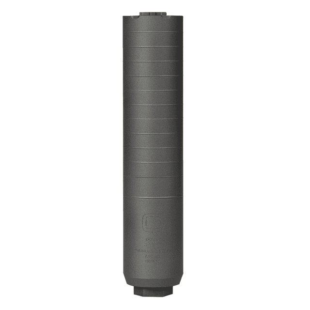 Q, Thunder Chicken Rifle Suppressor, 1.75" Diameter, 8.125" Length, 7.62/300Blk/300 Win, Titanium, Black Finish, Quickie Fast Attachment Q, Thunder Chicken Rifle Suppressor, 1.75" Diameter, 8.125" Length, 7.62/300Blk/300 Win, Titanium, Black Finish, Quickie Fast Attachment