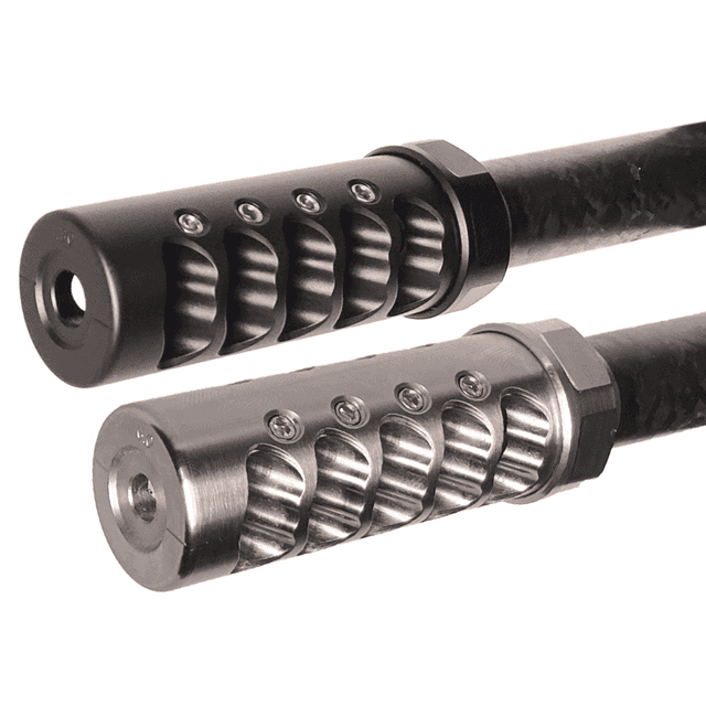 American Precision Arms Gen 4 Fat Bastard Self Timing Muzzle Brake, Stainless 5/8"x24 Threads 3.30" OAL 1.10" Diameter 30 Cal - G4F5830S American Precision Arms Gen 4 Fat Bastard Self Timing Muzzle Brake, Stainless 5/8"x24 Threads 3.30" OAL 1.10" Diameter 30 Cal - G4F5830S