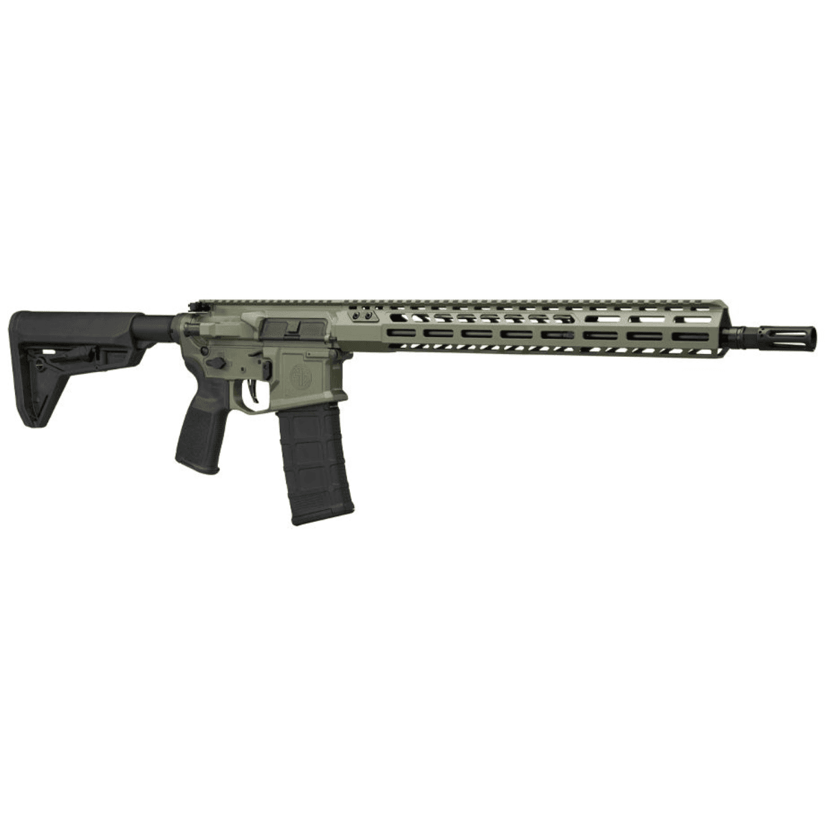 Sig Sauer M400 SDI-X Rifle, 16" Black Threaded Barrel Moss Green Cerakote Picatinny Rail Aluminum Receiver M-LOK Handguard 6 Position Magpul SL Black Synthetic Stock Reduced Angle Grip Ambidextrous 30+1rd 5.56 NATO - RM400SDI16BMSGRN Sig Sauer M400 SDI-X Rifle, 16" Black Threaded Barrel Moss Green Cerakote Picatinny Rail Aluminum Receiver M-LOK Handguard 6 Position Magpul SL Black Synthetic Stock Reduced Angle Grip Ambidextrous 30+1rd 5.56 NATO - RM400SDI16BMSGRN