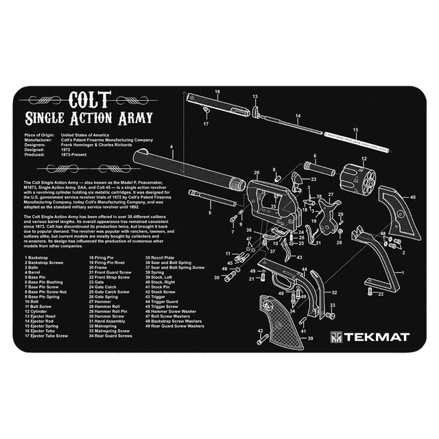 TekMat Colt Revolver Army Cleaning Mat, Black/White Rubber Oil/Water Resistant 11" x 17" - TEKR17SAA TekMat Colt Revolver Army Cleaning Mat, Black/White Rubber Oil/Water Resistant 11" x 17" - TEKR17SAA