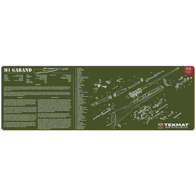 TekMat M1 Garand Cleaning Mat, OD Green Rubber Oil/Water Resistant 12" x 36" - TEKR36M1GARAND-OD TekMat M1 Garand Cleaning Mat, OD Green Rubber Oil/Water Resistant 12" x 36" - TEKR36M1GARAND-OD