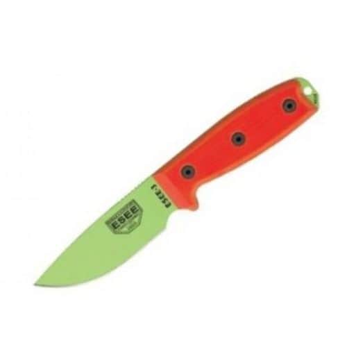 ESEE-3 Knife, Plain Edge, Venom Green Blade, Black Sheath, Orange G10 Handle ESEE-3 Knife, Plain Edge, Venom Green Blade, Black Sheath, Orange G10 Handle
