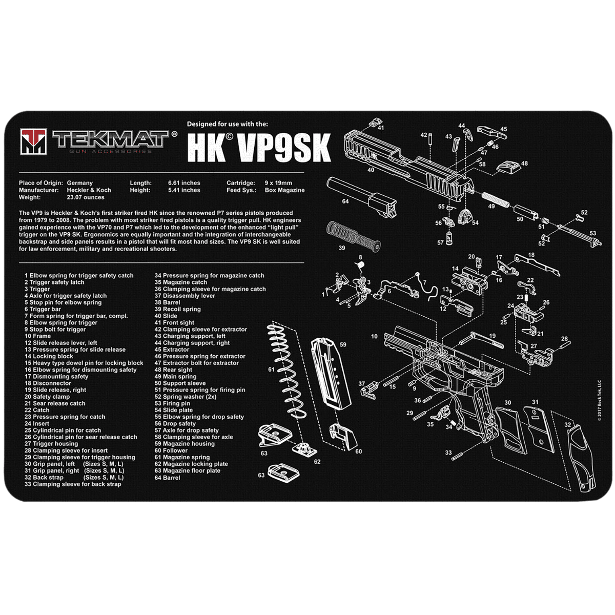 TekMat HK VP9SK Cleaning Mat, Black/White Rubber Oil / Water Resistant 11" x 17" - TEKR17HKVP9SK TekMat HK VP9SK Cleaning Mat, Black/White Rubber Oil / Water Resistant 11" x 17" - TEKR17HKVP9SK