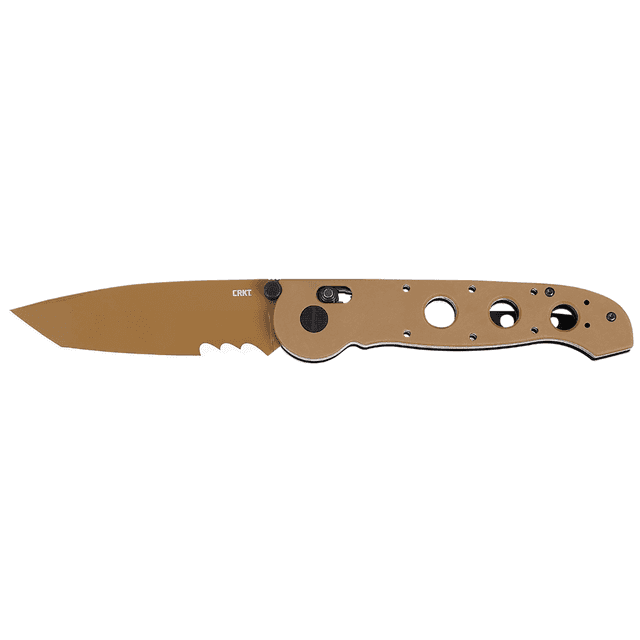 CRKT M16 14XD Knife, 3.97" Folding Tanto Part Serrated FDE TiNi 1.4116 SS Blade FDE G10 Handle - M16-14XD CRKT M16 14XD Knife, 3.97" Folding Tanto Part Serrated FDE TiNi 1.4116 SS Blade FDE G10 Handle - M16-14XD