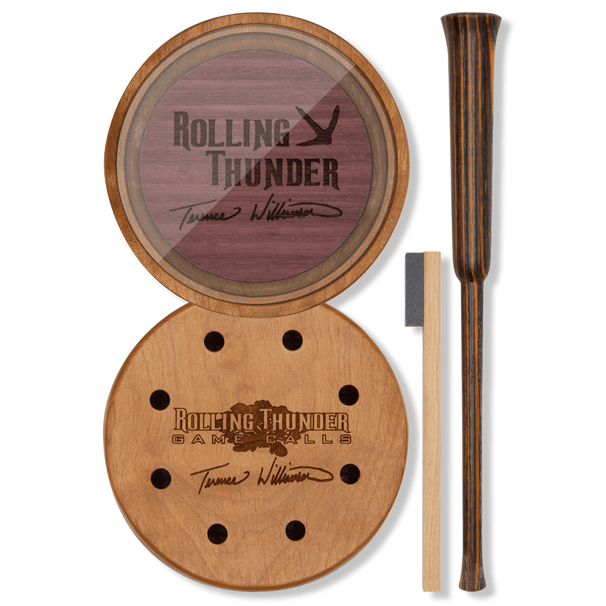 Rolling Thunder Game Call Terence Williamson Pot Calls & Strikers, Attracts Turkey Species - TCP-TW1 Rolling Thunder Game Call Terence Williamson Pot Calls & Strikers, Attracts Turkey Species - TCP-TW1