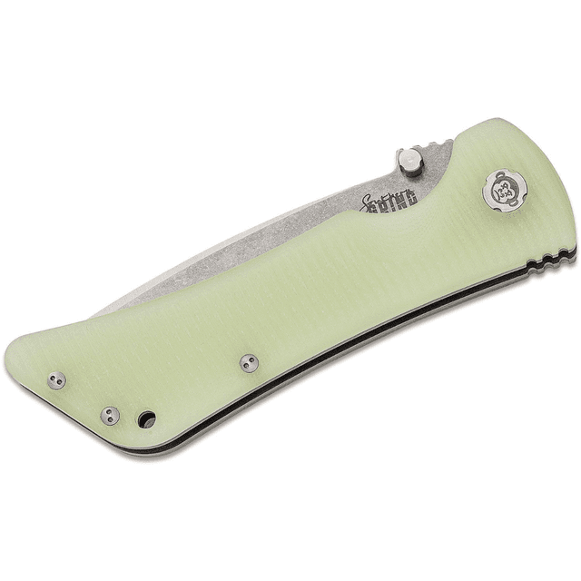 Southern Grind Bad Monkey Knife, 4" Folding Drop Point Plain Satin 14C28N Steel Blade 5.25" Jade Ghost Green G10 Handle Includes Pocket Clip - SG03030004 Southern Grind Bad Monkey Knife, 4" Folding Drop Point Plain Satin 14C28N Steel Blade 5.25" Jade Ghost Green G10 Handle Includes Pocket Clip - SG03030004