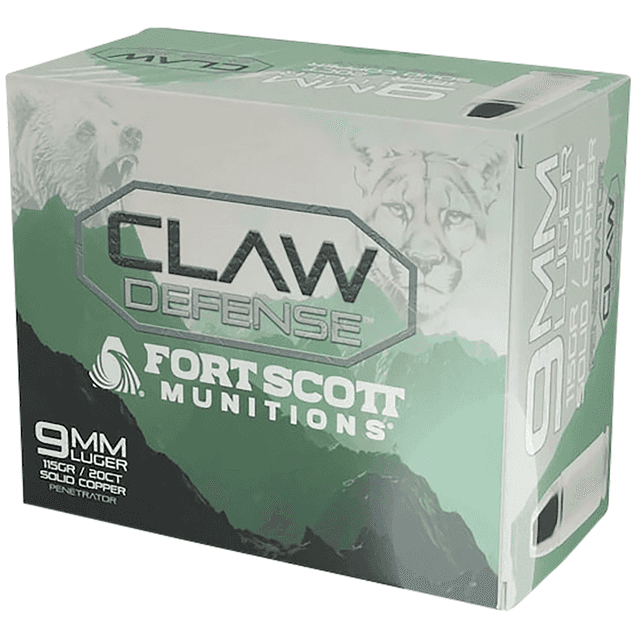 Fort Scott Munitions Claw Defense Ammo, 115gr 20 Per Box/25 Case 9mm - 9MM115SCVFNCD Fort Scott Munitions Claw Defense Ammo, 115gr 20 Per Box/25 Case 9mm - 9MM115SCVFNCD
