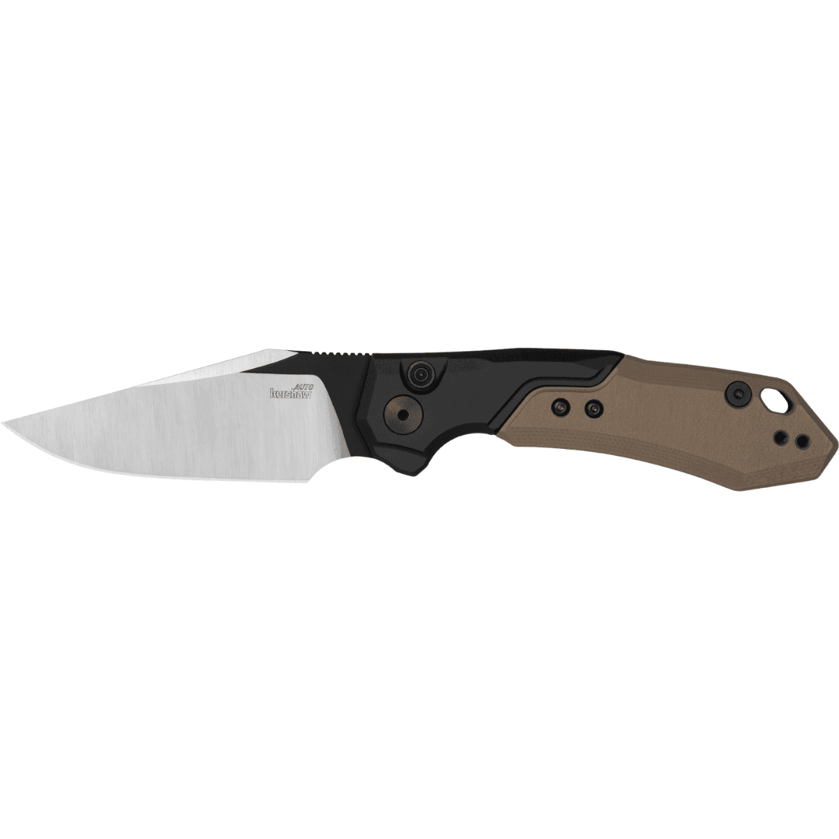 Kershaw Launch 19 Knife, Automatic 3.30" Folding Clip Point Plain Black Satin Cerakote CPM 154 SS Blade Black Aluminum/Brown G10 Handle - 7851 Kershaw Launch 19 Knife, Automatic 3.30" Folding Clip Point Plain Black Satin Cerakote CPM 154 SS Blade Black Aluminum/Brown G10 Handle - 7851