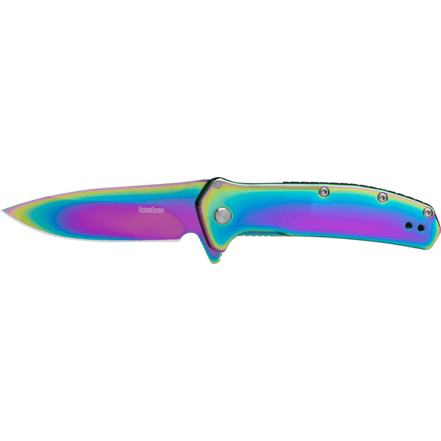 Kershaw Outcome Knife, 2.80" Folding Drop Point Plain Polished Rainbow PVD 8Cr13MoV SS Blade Polished Rainbow PVD Stainless Steel Handle - 2044RBW Kershaw Outcome Knife, 2.80" Folding Drop Point Plain Polished Rainbow PVD 8Cr13MoV SS Blade Polished Rainbow PVD Stainless Steel Handle - 2044RBW