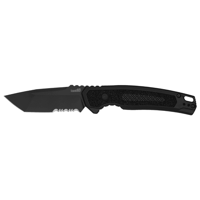 Kershaw Launch 16 Knife, Automatic 3.45" Folding Tanto Part Serrated Plain Black Cerakote CPM M4 Steel Blade Black Cerakote Aluminum Handle - 7105 Kershaw Launch 16 Knife, Automatic 3.45" Folding Tanto Part Serrated Plain Black Cerakote CPM M4 Steel Blade Black Cerakote Aluminum Handle - 7105