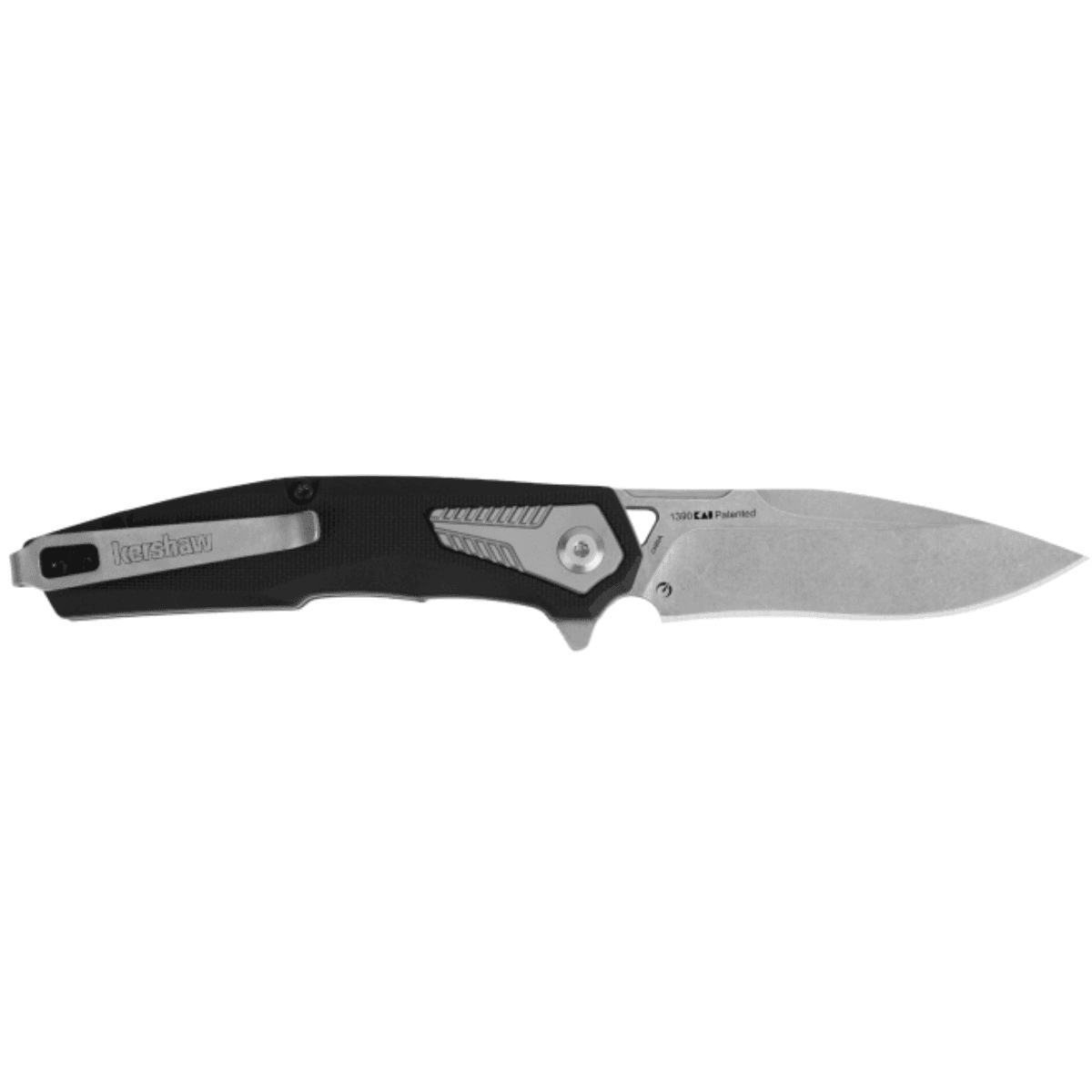 Kershaw Tremolo Knife, EDC 3.13" Folding Clip Point Plain Stonewashed 4Cr14 Blade Black GFN/SS Handle - 1390 Kershaw Tremolo Knife, EDC 3.13" Folding Clip Point Plain Stonewashed 4Cr14 Blade Black GFN/SS Handle - 1390
