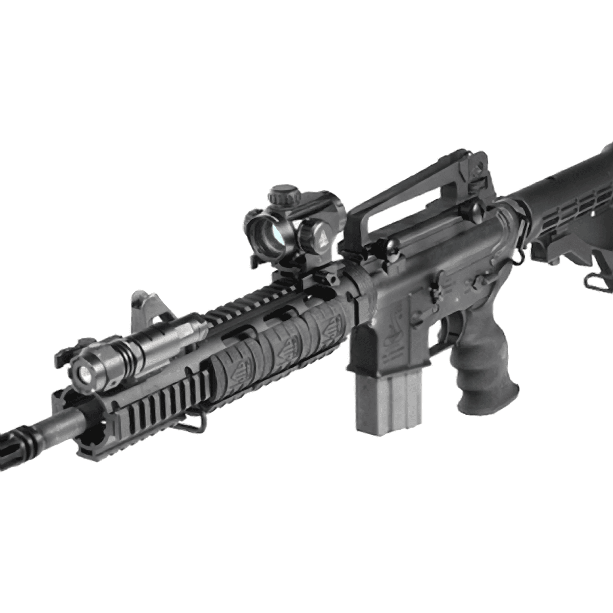 Leapers AR15 Drop-in Quad Rail Handguard, Carbine-length/Barrel Length 14"-16" FSP Cutout Black 6061-T6 Aluminum - MTU015 Leapers AR15 Drop-in Quad Rail Handguard, Carbine-length/Barrel Length 14"-16" FSP Cutout Black 6061-T6 Aluminum - MTU015
